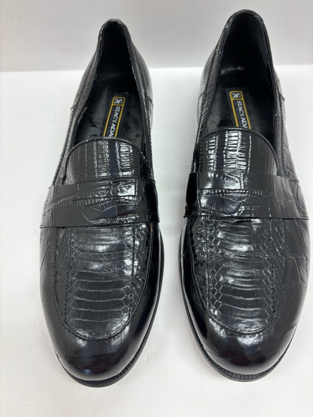 STACY ADAMS SNAKE SKIN LEATHER LOAFER SLIP ON SHOE MEN SIZE 9 BLACK